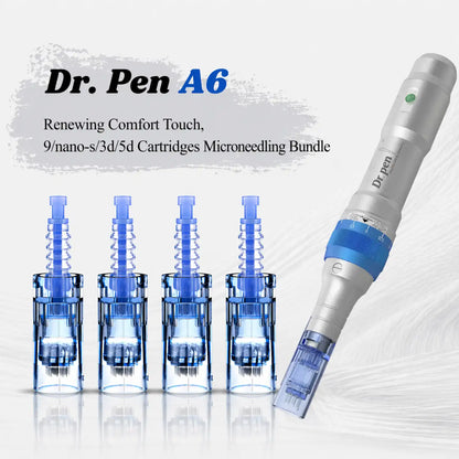 Dr. Pen A6 Renewing Comfort Touch, 9/nano-s/3d/5d Cartridges Microneedling Bundle