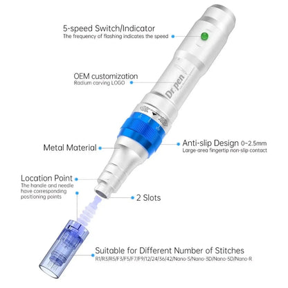 Dr. Pen A6 Renewing Comfort Touch, 9/nano-s/3d/5d Cartridges Microneedling Bundle