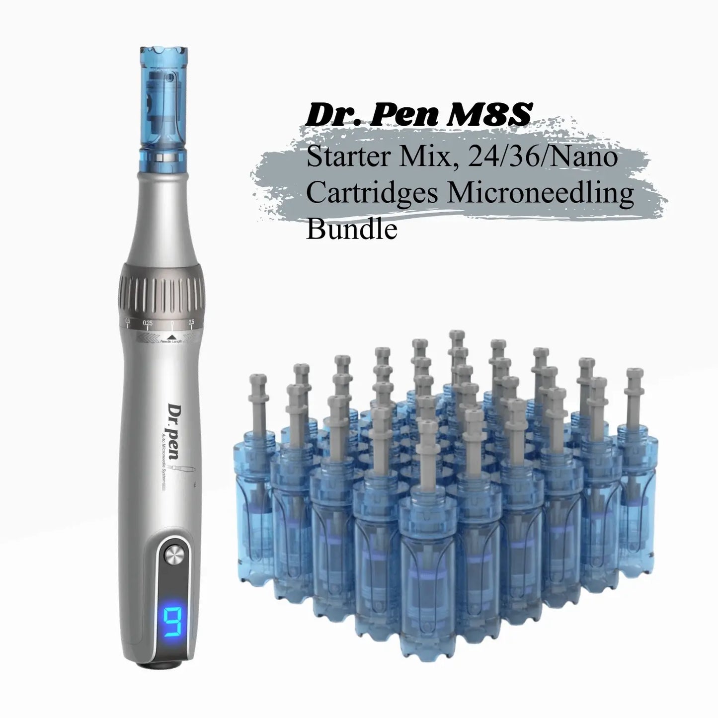 Dr. Pen M8S Starter Mix, 24/36/Nano Cartridges Microneedling Bundle